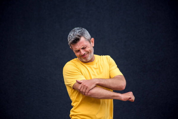 Elbow Pain Man Arm Injury Healthcare Medicine Concept Stock Picture