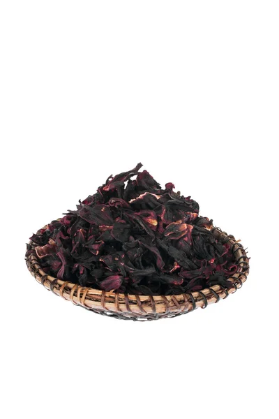 Dried hibiscus on the plate  isolated — Stock Photo, Image