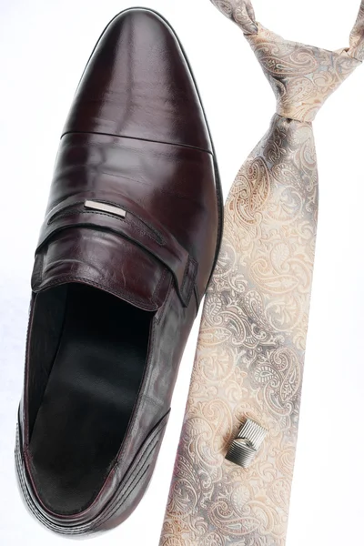 Men's shoes, tie, cufflinks, classic style — Zdjęcie stockowe