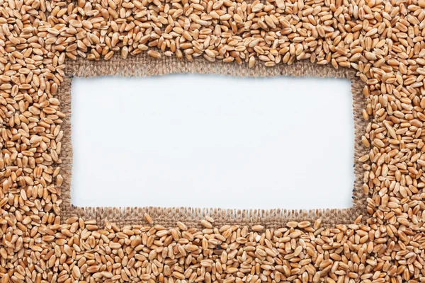 Frame made of burlap with wheat