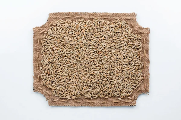 花纹的框架作出了麻布和黑麦谷物 — 图库照片