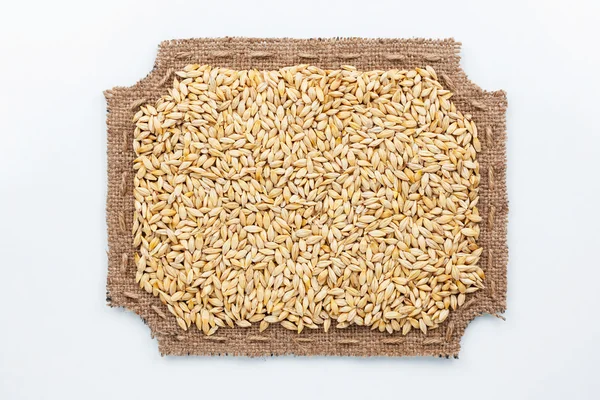 Tvarové rám vyroben z pytloviny a ječmene zrna — Stock fotografie