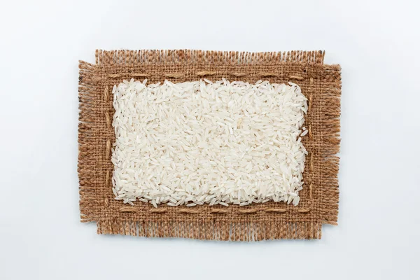 Классическая рама из мешковины с зерном риса — стоковое фото