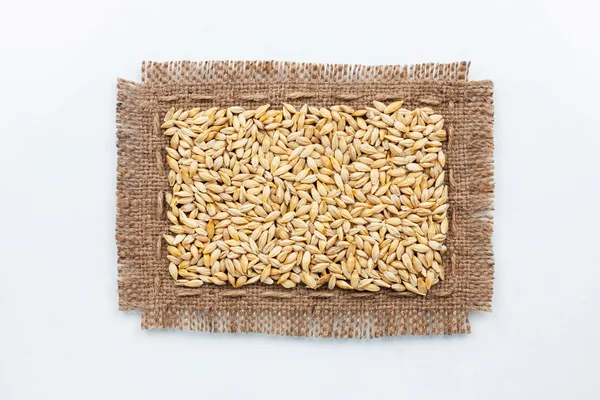 Klasický rám vyroben z pytloviny s zrna ječmene — Stock fotografie