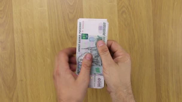 Tellen roebels over het Bureau. — Stockvideo