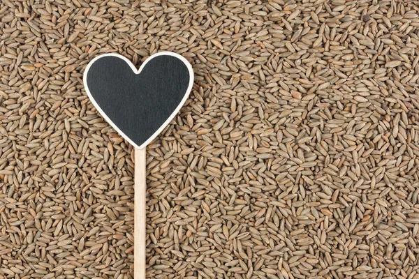 Puntatore nella forma di cuore si trova su grani di segale — Foto Stock