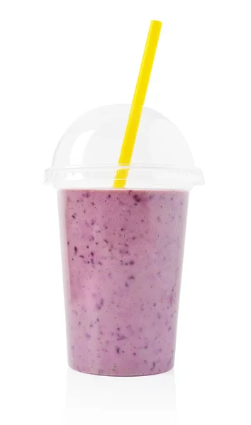 BlackBerry smoothie műanyag átlátszó pohár — Stock Fotó