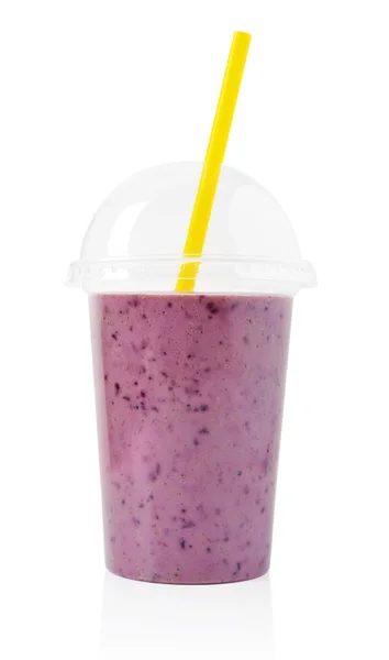 BlackBerry smoothie műanyag átlátszó pohár — Stock Fotó