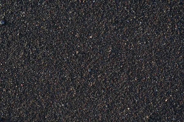 Black Volcanic Sand Top View Background Copy Space Visible Sand — Stock Photo, Image
