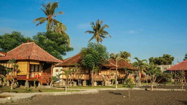 Traditionele Balinese Houten Bungalows Het Strand Amed Bali — Stockfoto