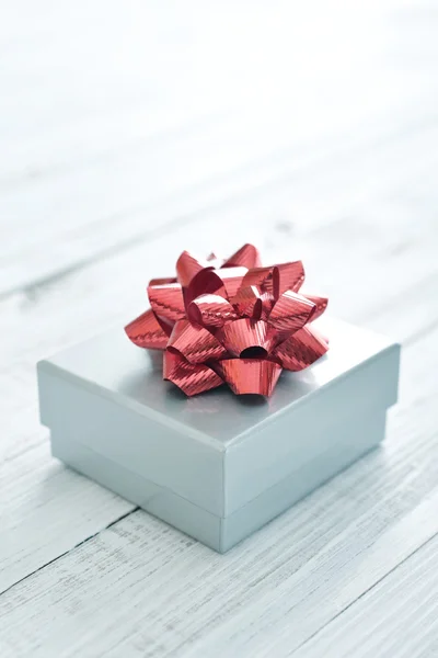 Silver gift box — Stock Photo, Image