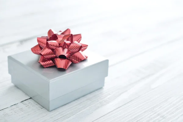 Silver gift box — Stock Photo, Image