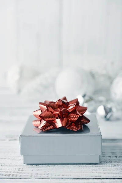 Silver gift box — Stock Photo, Image