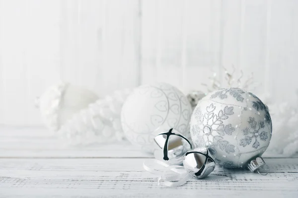 White christmas balls — Stock Photo, Image