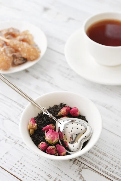 Tea strainer in the shape of heart — Stock Photo, Image