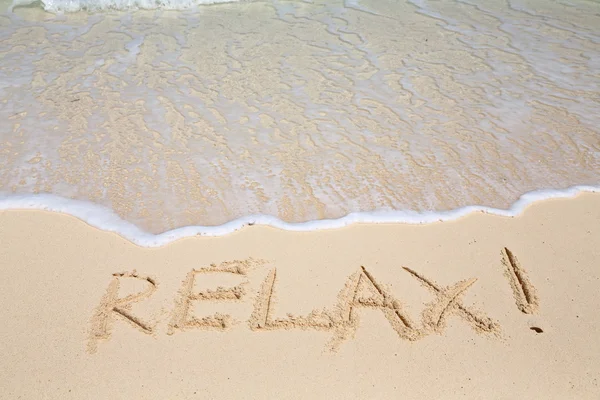 Word Relax on beach - vacation concept background — Stock Photo, Image