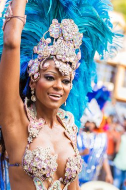 Victoria, Seyşeller - 26 Nisan 2014: Brezilya samba dansçısı