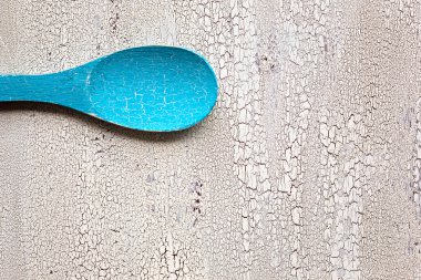 ahşap arka plan mavi Ahşap mutfak kaşık