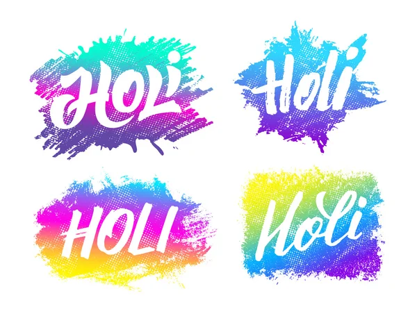 Holi festival vector banner with lettering — Stock Vector