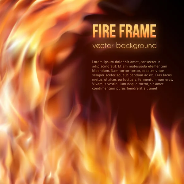 Cadre de feu en feu. Arrière-plan vectoriel Fiery — Image vectorielle