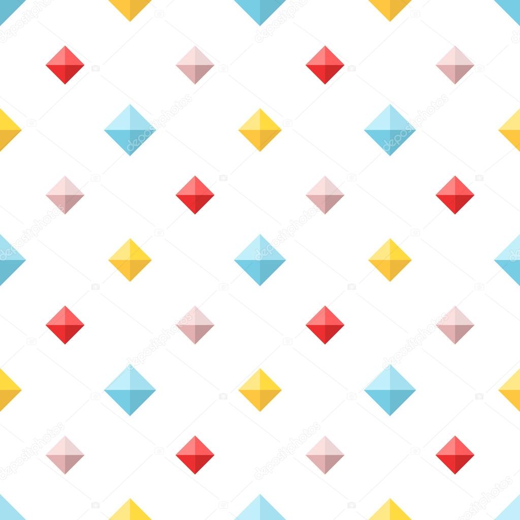 Seamless pattern with colorful flat diamonds