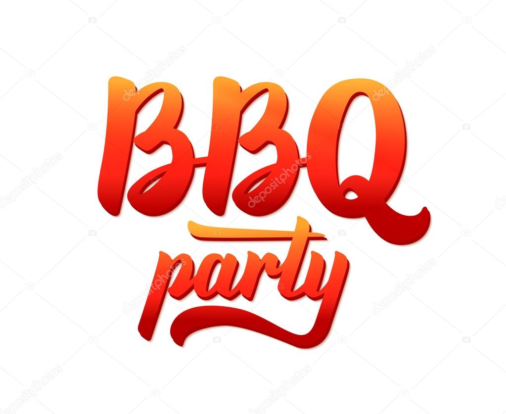 BBQ party logo. Barbeque text lettering label Stock Vector Image by