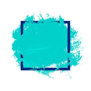 Mavi suluboya Blot kare çerçeve