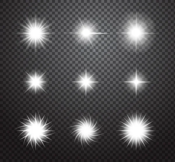 Set van sterren en sparkles vector lichten effecten — Stockvector