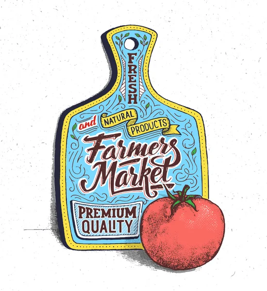 Farmářský trh ruku nápisy. Vintage plakát — Stockový vektor