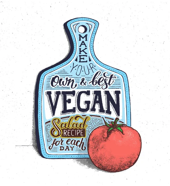 Comida vegana. Cita motivacional. Cartel vintage — Archivo Imágenes Vectoriales