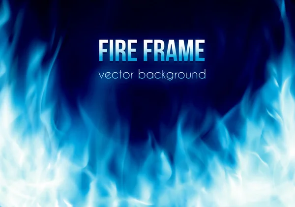 Vector banner with blue color burning fire frame — Stock Vector