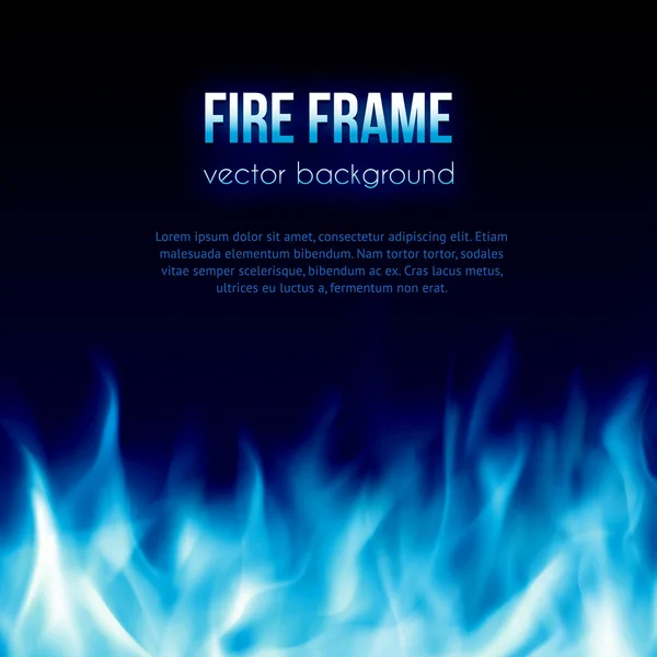 Banner de vetor com quadro de fogo de queima de cor azul — Vetor de Stock