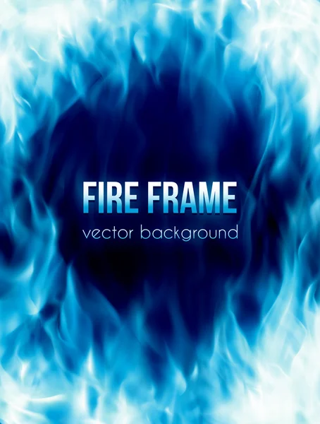 Vector banner met brandende vuur frame blauw — Stockvector