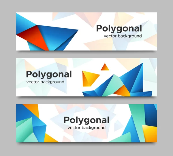 Uppsättning vektor horisontella polygonal banners — Stock vektor