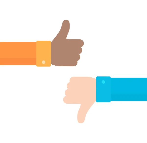 Thumbs up and down vector icon in flat style — Stock Vector