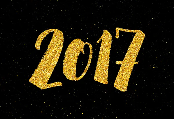 Nieuwjaar 2017 wenskaart met goud glinsterende — Stockvector