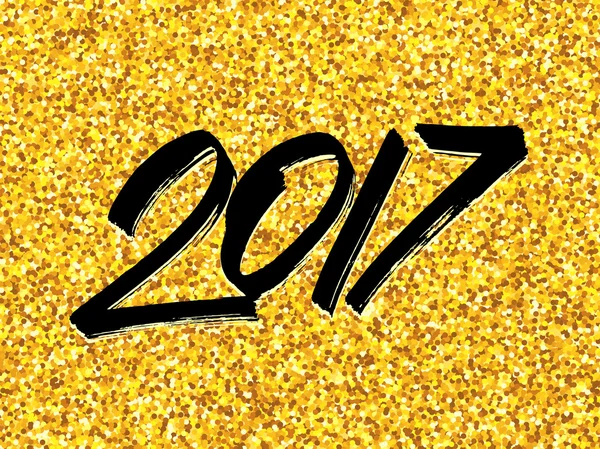 Tarjeta de felicitación de Año Nuevo 2017 con brillo dorado — Archivo Imágenes Vectoriales