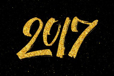 Yeni yıl 2017 tebrik kartı altın ışıltılı