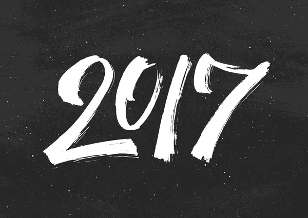 Feliz Año Nuevo 2017 saludos en pizarra negra — Vector de stock