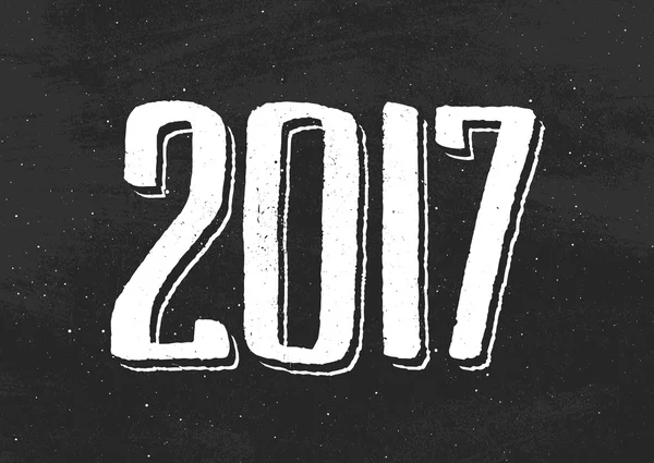 Feliz Año Nuevo 2017 saludos en pizarra negra — Vector de stock