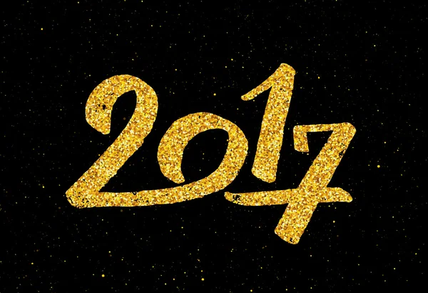 Yeni yıl 2017 tebrik kartı altın ışıltılı — Stok Vektör