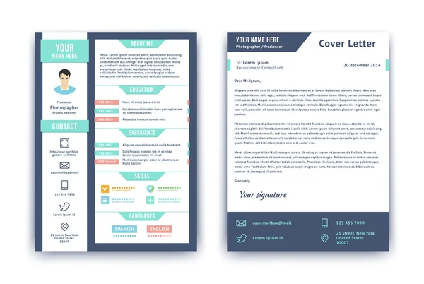 Modèle de CV et lettre d'accompagnement — Image vectorielle