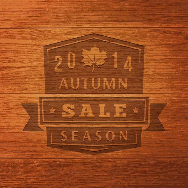 2014 Autumn Sale Label On Wood Texture. Vector Background — Stock Vector