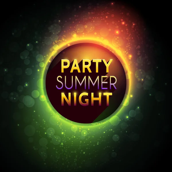 Yaz gecesi için vektör renkli el ilanı sigorta primi şablon bokeh ışıkları ile parti