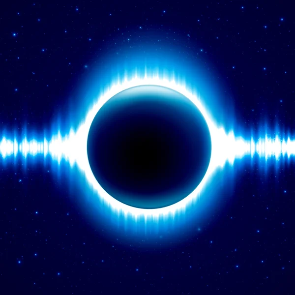 Donker blauw gekleurde ruimte achtergrond met prachtige eclipse. Vectorillustratie — Stockvector