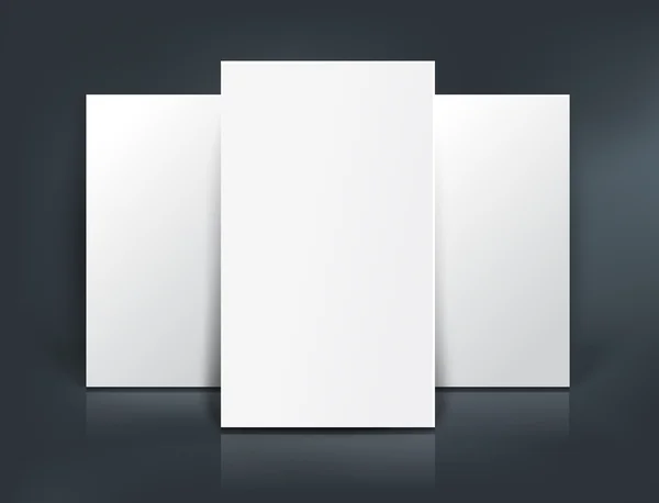 Drie papier bladen mockup. Vectorillustratie — Stockvector