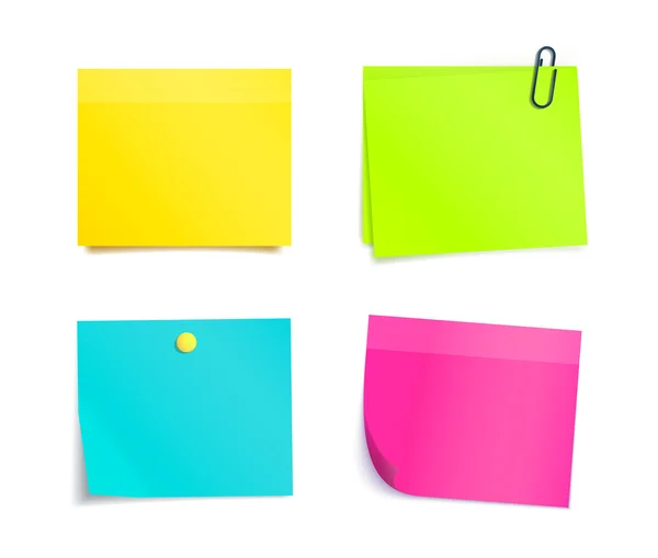 Four Colorful Sticky Notes. Blank sheets — Stock Vector