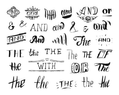 Vintage elle çizilmiş ve işaretleri ve catchwords.