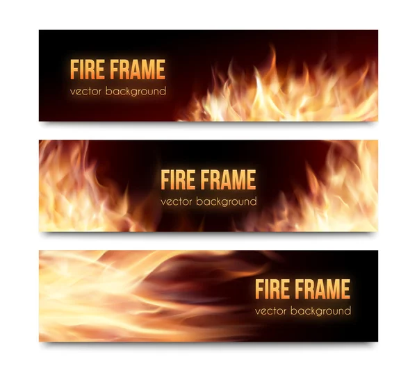 Vector banners som med realistisk eld flames — Stock vektor