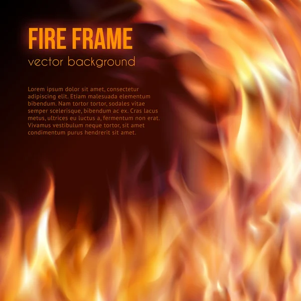 Burning fire frame. Vector Fiery Background — Stock Vector